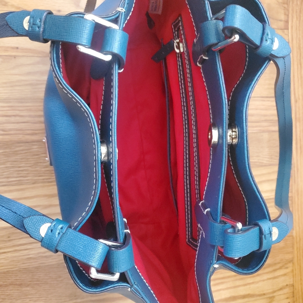 Dooney & Bourke Teal Flyn Leather Tote Shoulder Bag - Picture 11 of 16